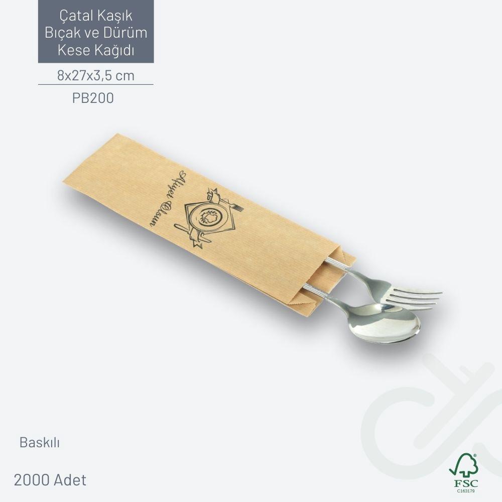Çatal Kaşık Bıçak ve Dürüm Kese Kağıdı 8x28x3,5cm (PB200)